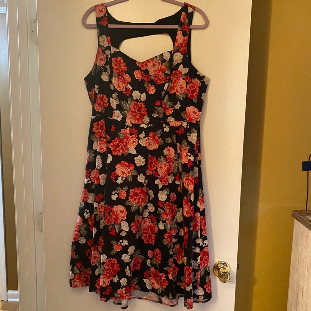 Torrid Red and White Floral Sleeveless Dress